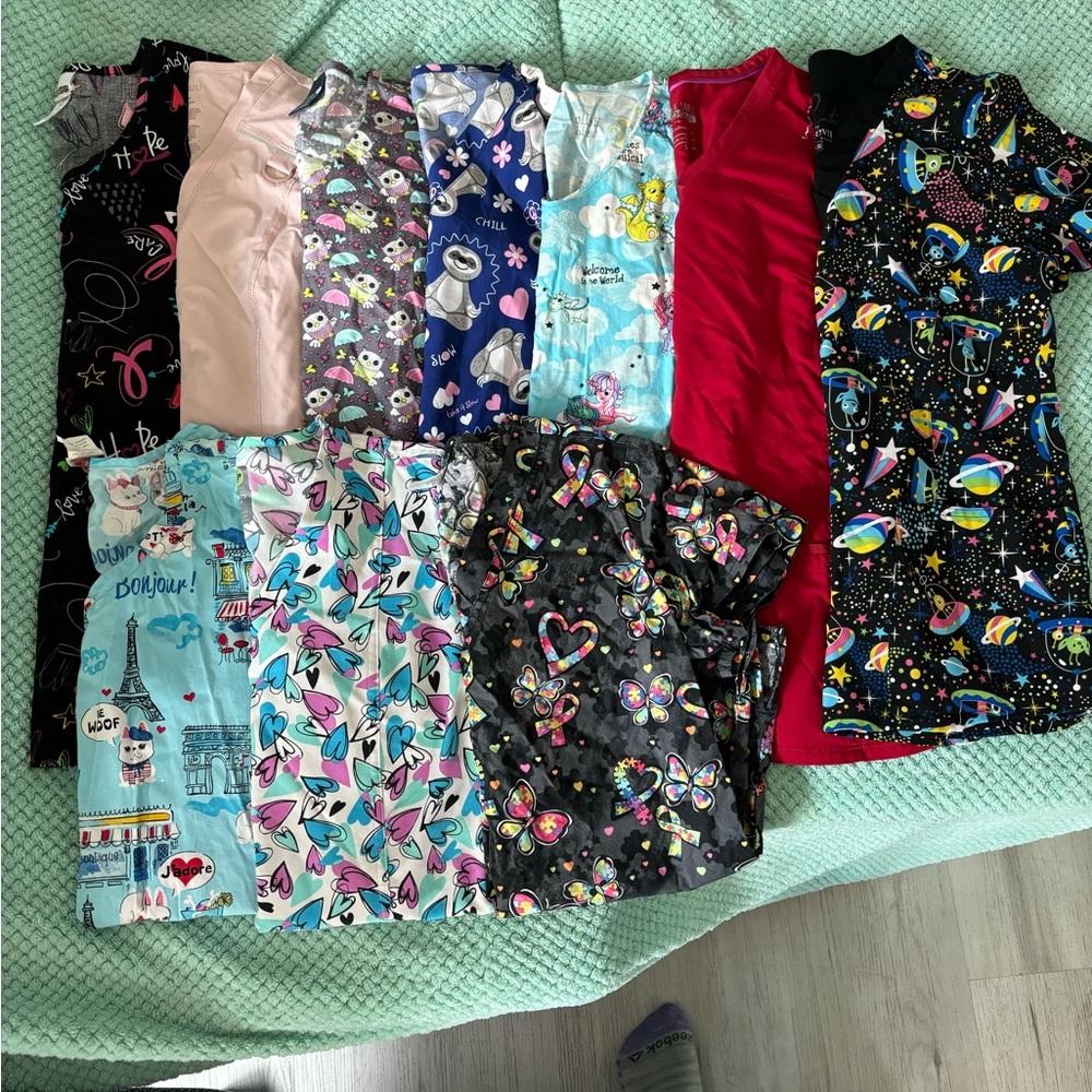 Assorted scrub tops